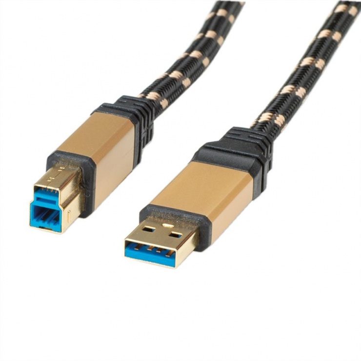 Cablu USB 3.0 Roline 3m, Aurit, Invelis Textil