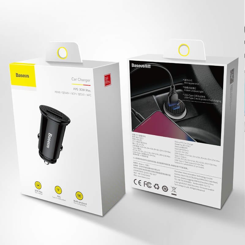 Încărcător Auto Baseus Circular PPS 30W Dublu USB Negru - imagine 17