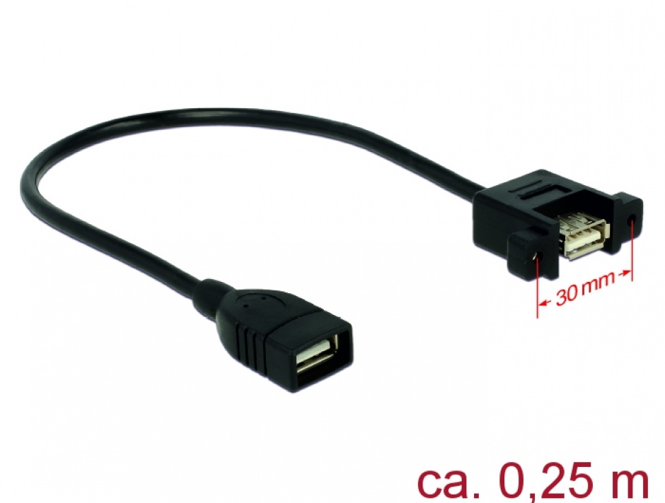 Cablu USB Panel Mount Delock 0.25m - imagine 1