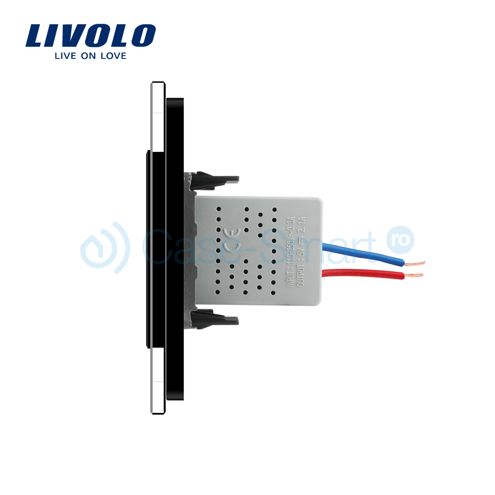 Priza USB Livolo cu Rama Sticlă - imagine 8