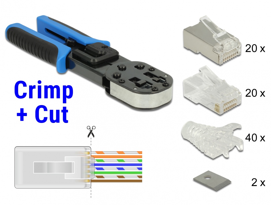 Set Cleste Sertizare RJ45/RJ12 Delock Crimp+Cut