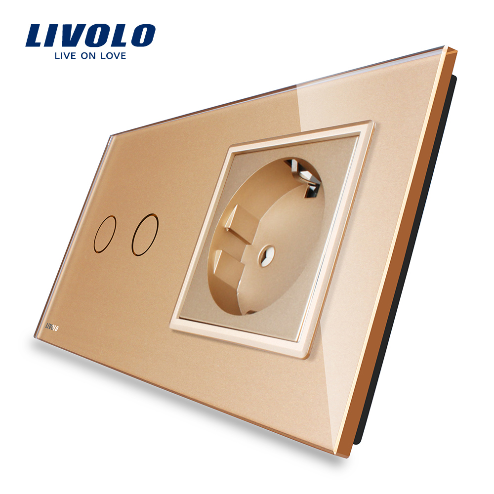 Intrerupator Dublu + Priza Livolo, Sticla Touch - imagine 17