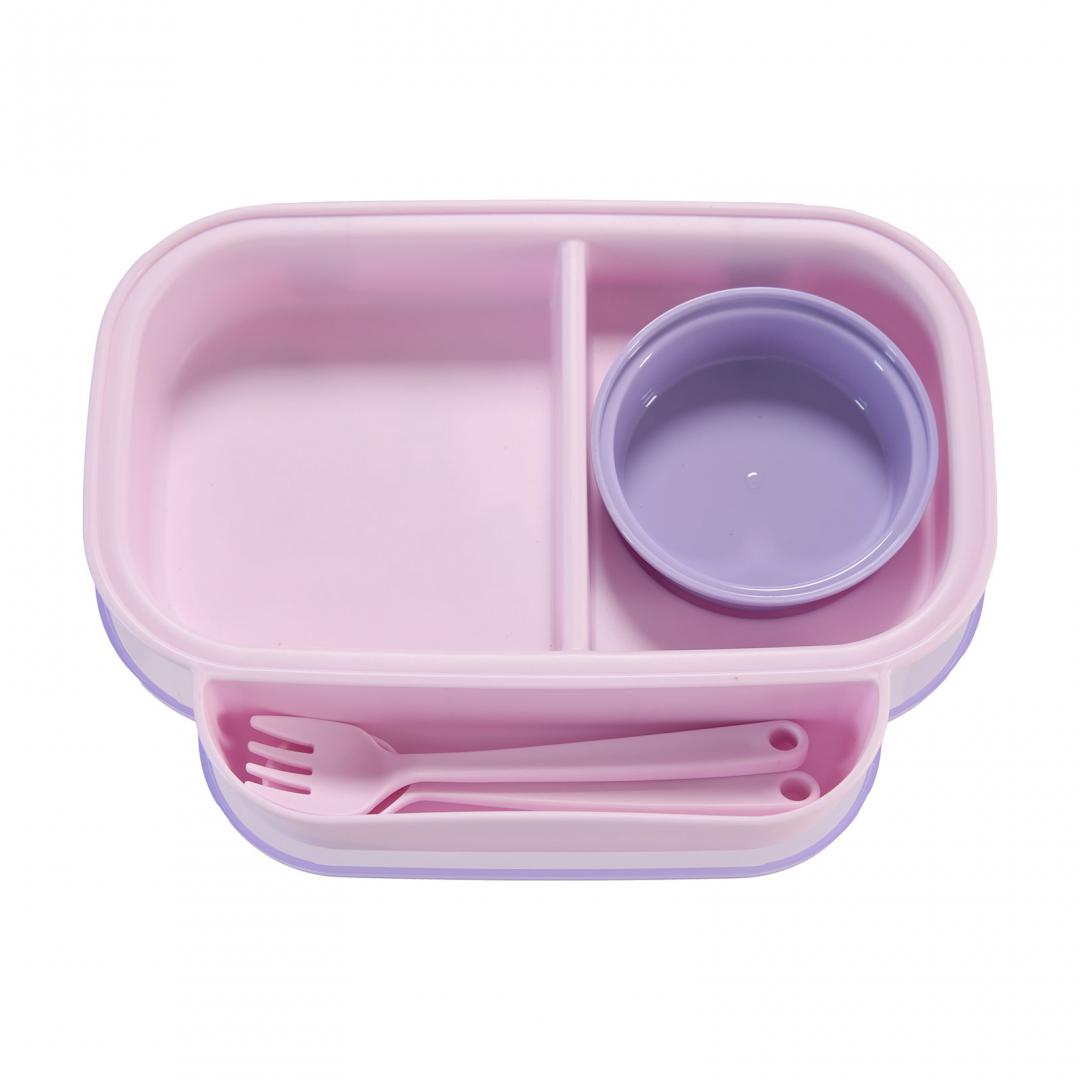 Farfurie Compartimentată U-GROW mov, cu capac și tacâmuri - imagine 4