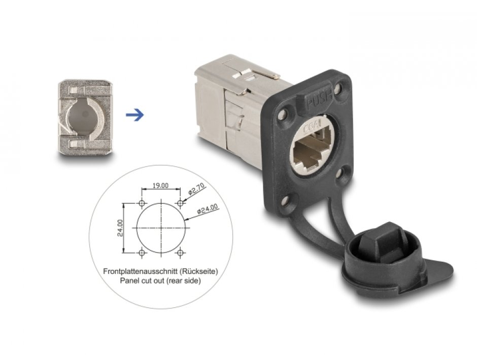 Conector RJ45 Cat.6A IP66 Delock Waterproof