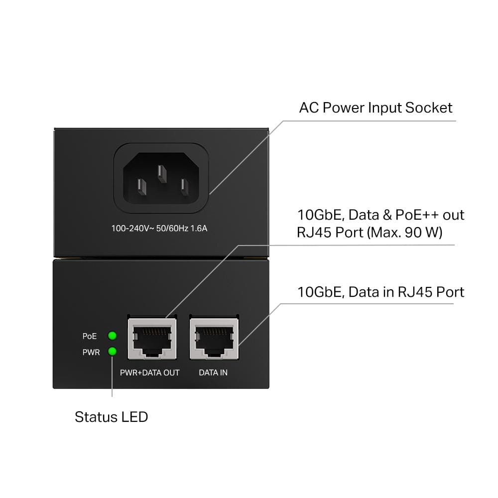 Injector PoE++ TP-Link POE380S 10G 90W pentru Rețele High-Speed - imagine 7