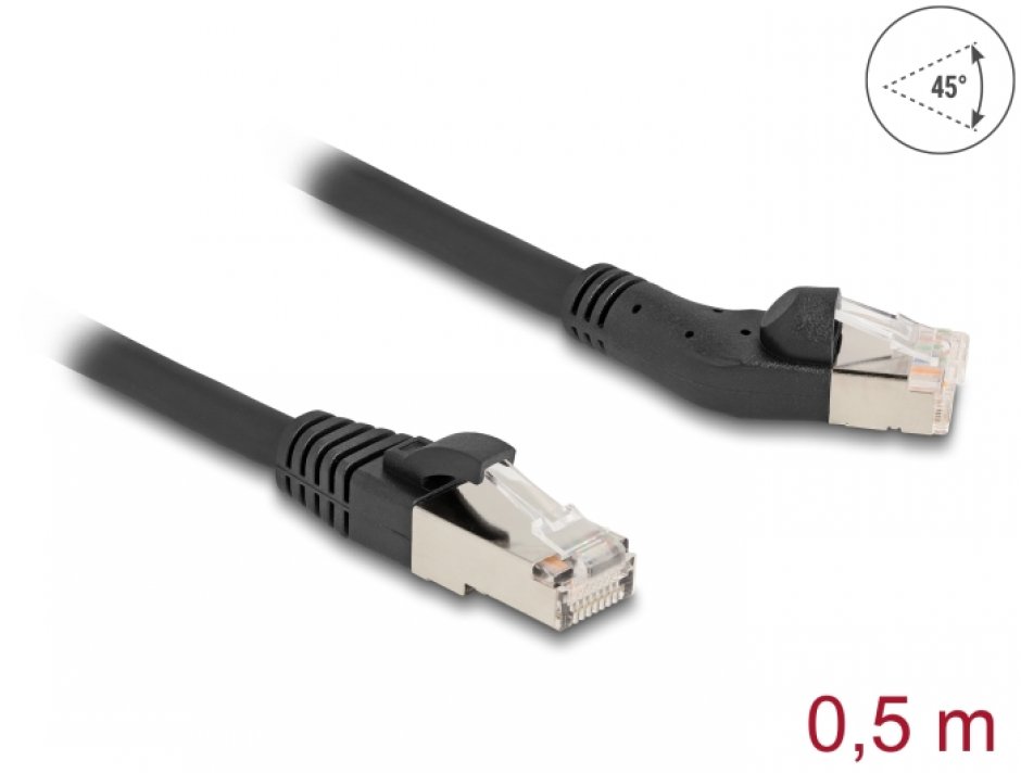 Cablu RJ45 6A Delock 0.5m, Unghi 45°, 10 Gbps