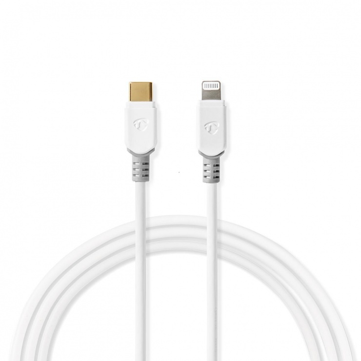 Cablu USB-C Lightning Nedis 3m MFi Alb - imagine 1