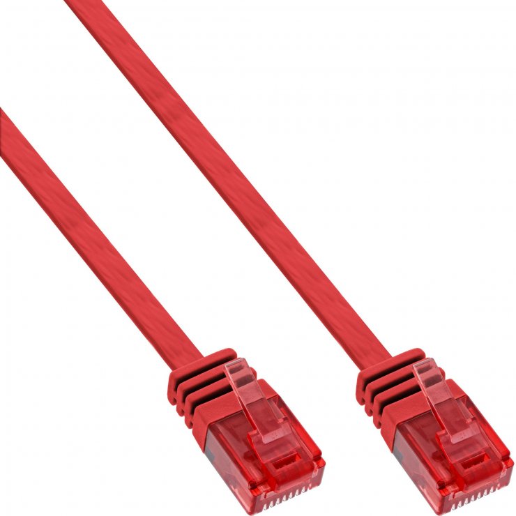 Cablu Rețea Plat RJ45 Cat.6 UTP 10m Inline, Roșu