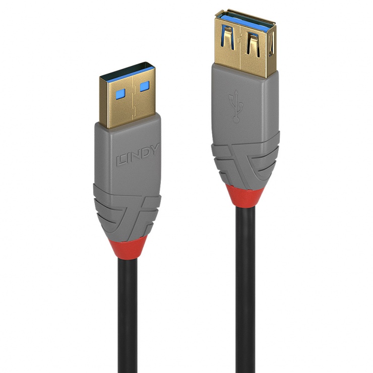 Cablu USB 3.0 Lindy 2m, Viteză 5Gbps, Anthra Line