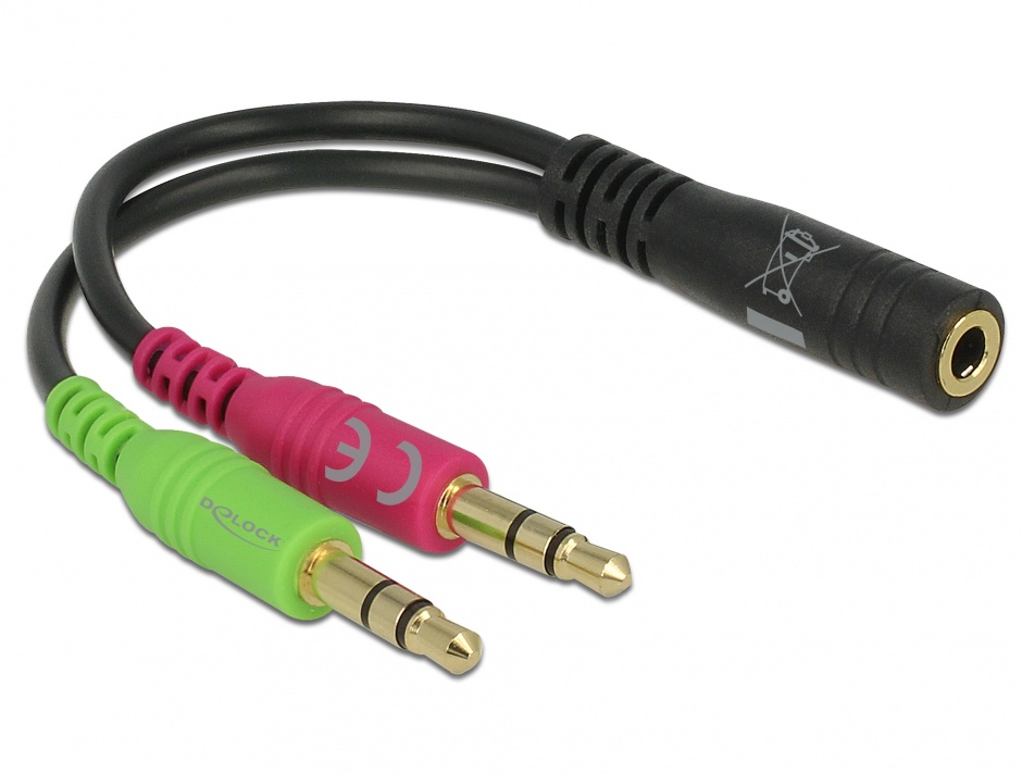 Adaptor Jack 3.5mm la 2x Stereo Delock