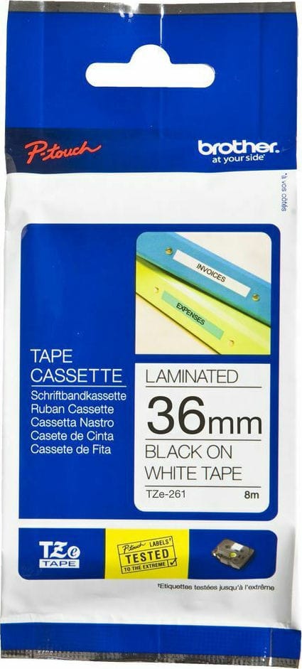 Banda Brother TZE261 36mm, Negru pe Alb, Rezistentă - imagine 6