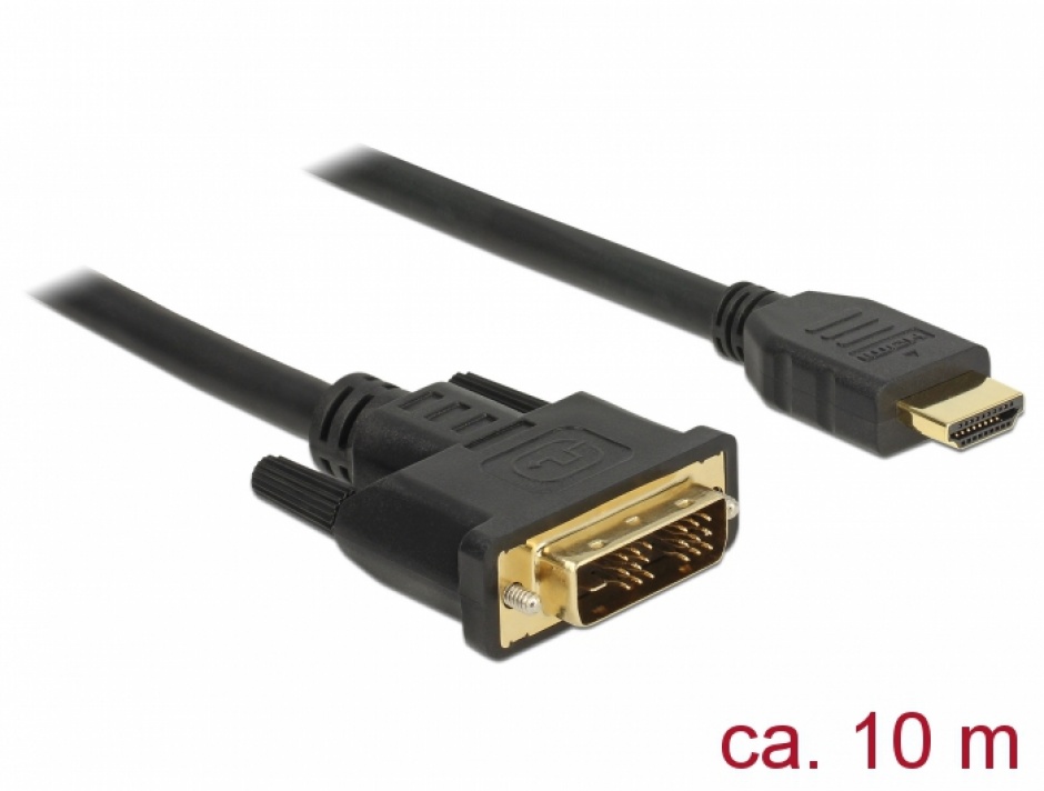 Cablu DVI-D la HDMI 10m Delock | Conexiune Video