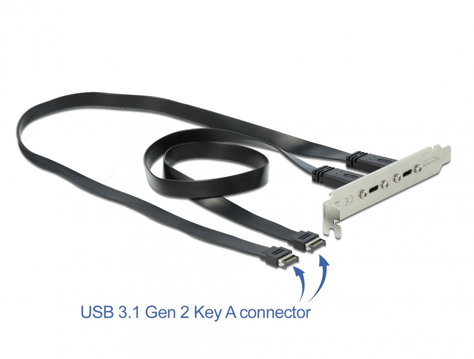 Bracket Delock 2x USB-C 3A, Transfer 10 Gbps