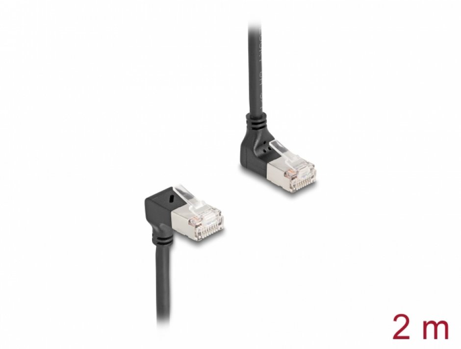 Cablu RJ45 Cat.6A S/FTP Slim 90° 5m Delock
