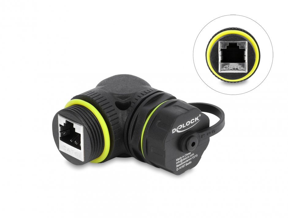Cuplă RJ45 Cat.6 IP68 unghi 90° Delock 87407