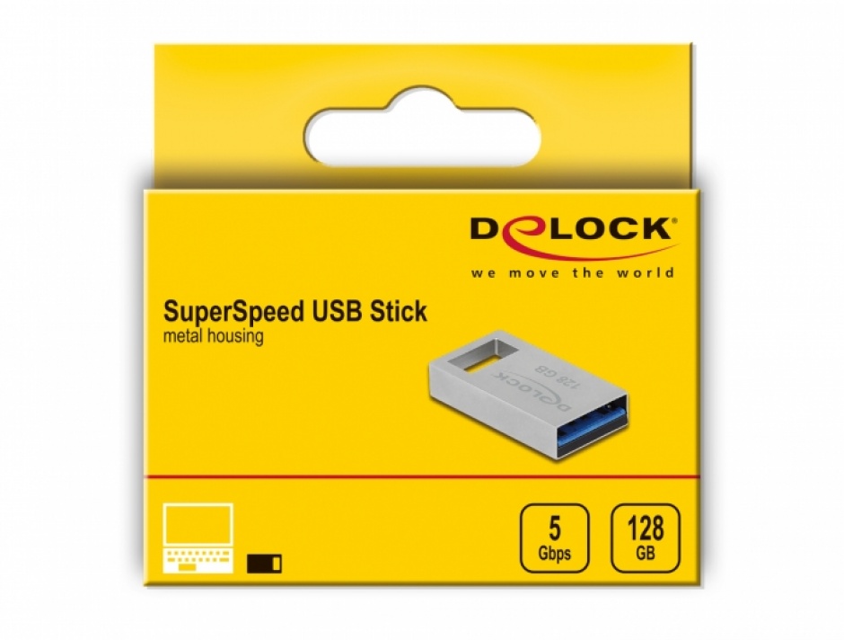 Stick USB Delock 128GB Metalic, USB 3.2 Gen 1
