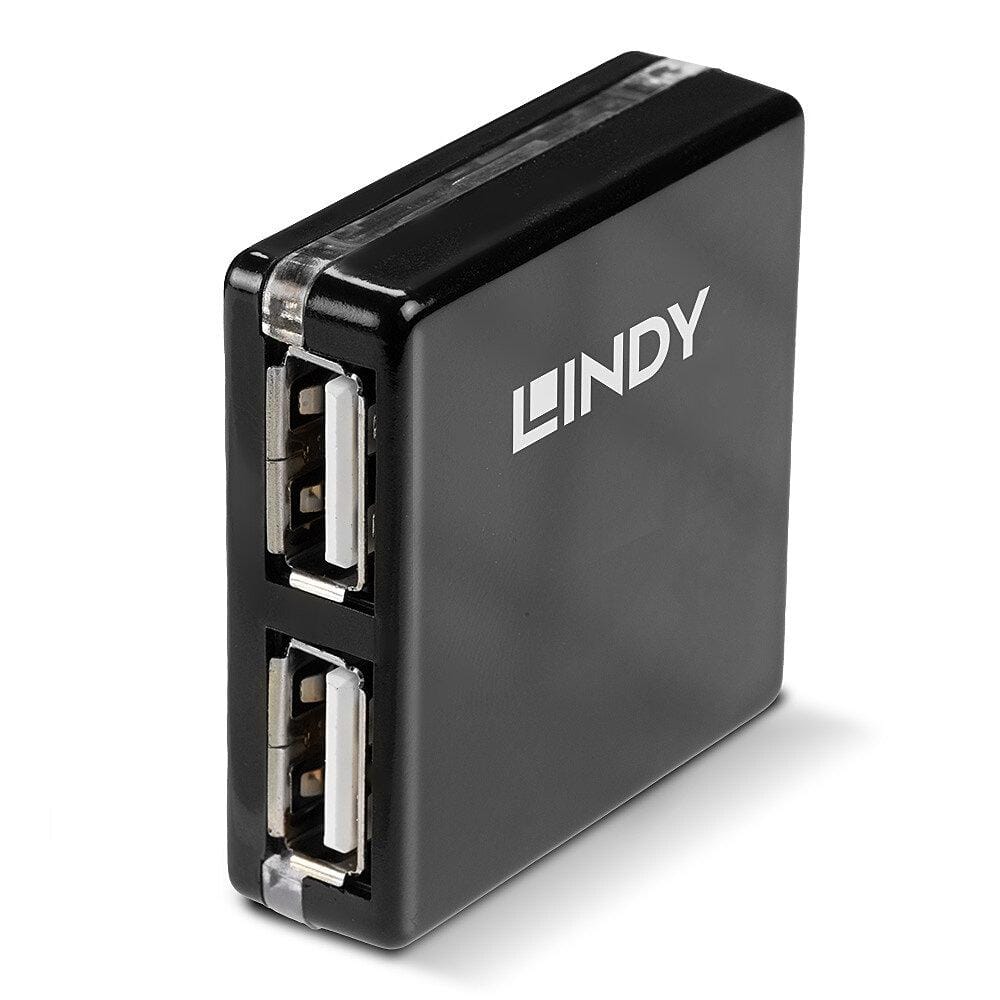 Mini Hub USB 2.0 Lindy 4 Porturi - Extindere Compactă - imagine 3