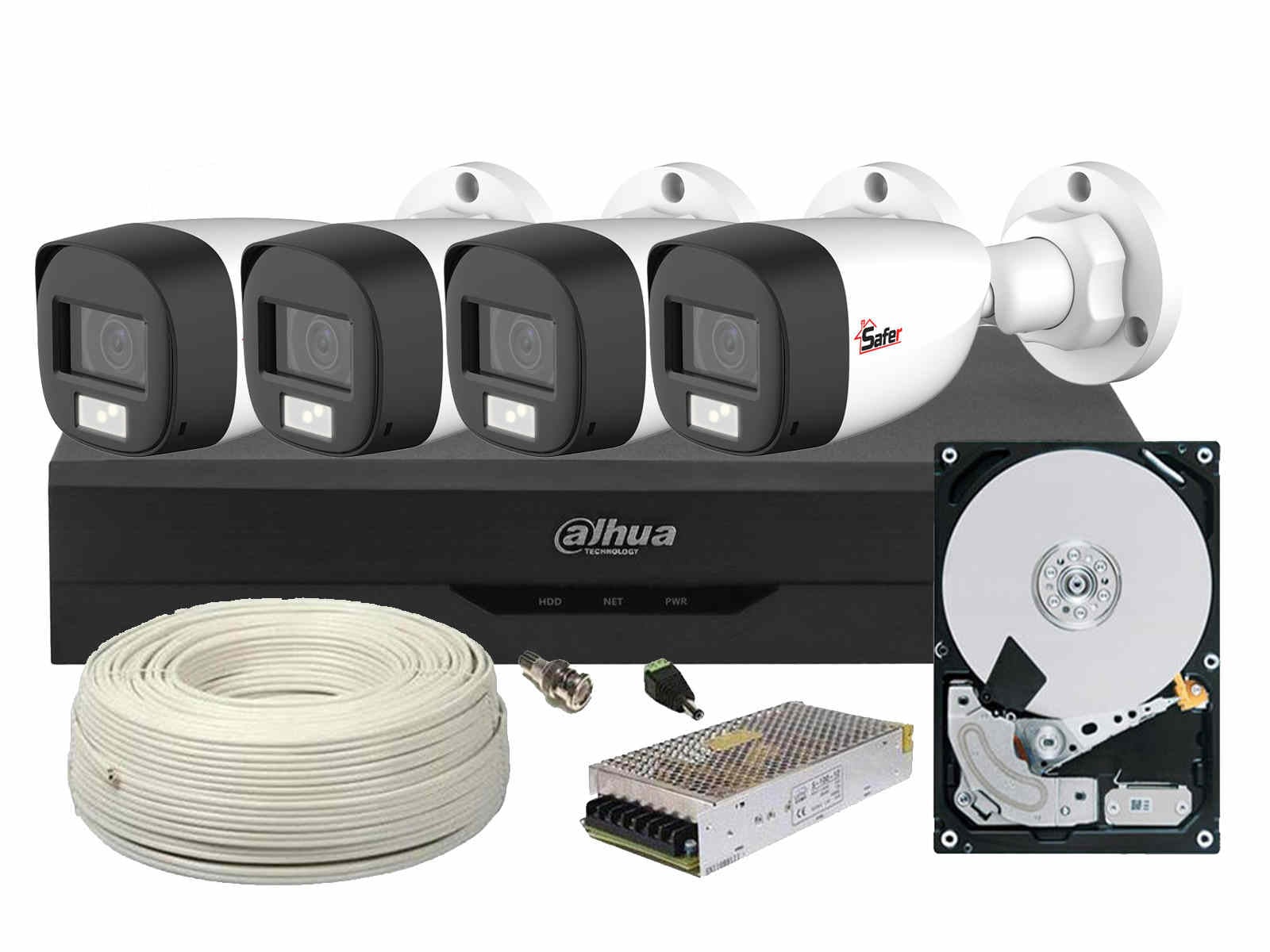 Kit Supraveghere Dahua 4 Camere Full HD cu HDD