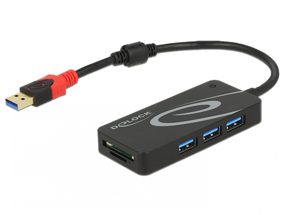 Hub USB 3.1 Delock cu Cititor SD, 3 Porturi - imagine 1
