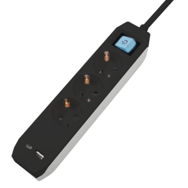 Prelungitor Spacer 3 Prize Schuko 1.8m cu USB și Type-C