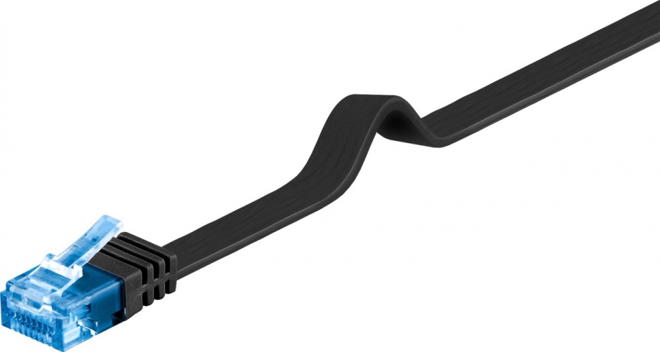 Cablu RJ45 CAT 6A Flat 10m Goobay, Negru