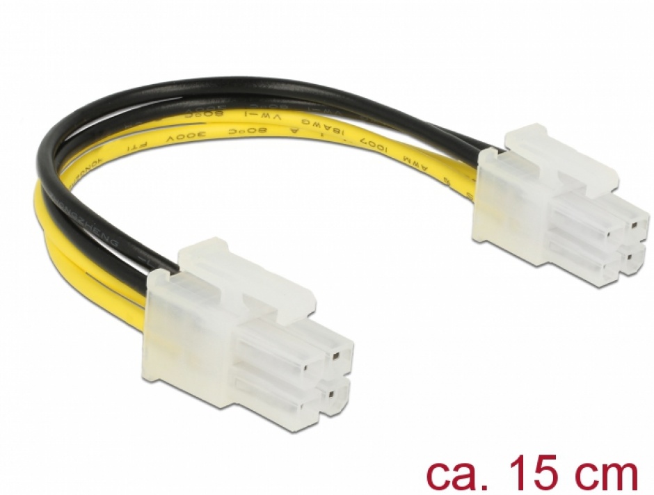 Cablu Delock P4 T-T 0.15m, Alimentare DC