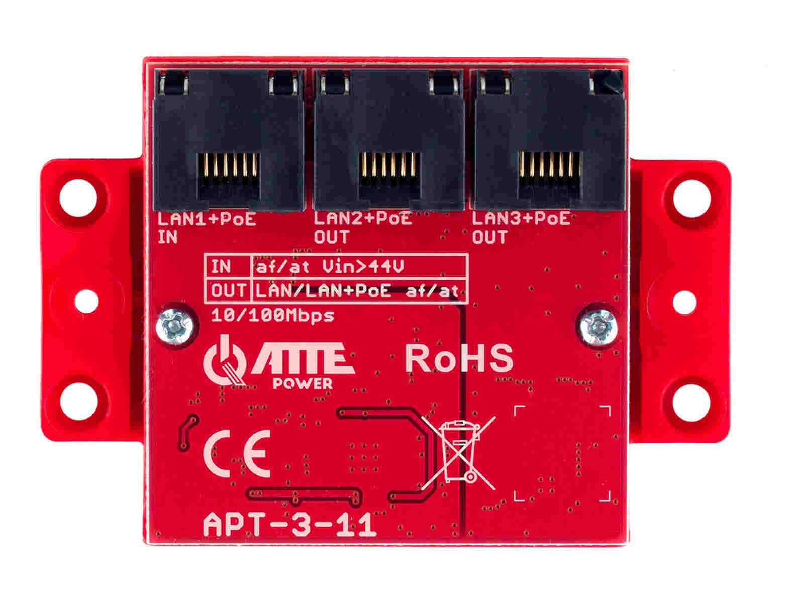 Extender switch PoE Atte Power APT-3-11, 3 porturi RJ45 10/100 Mbps, 0.3W, IP20
