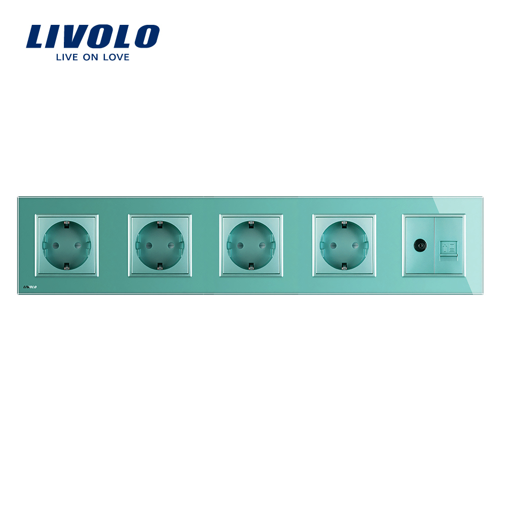 Priza Cvintupla TV Internet Livolo, Sticlă - imagine 8