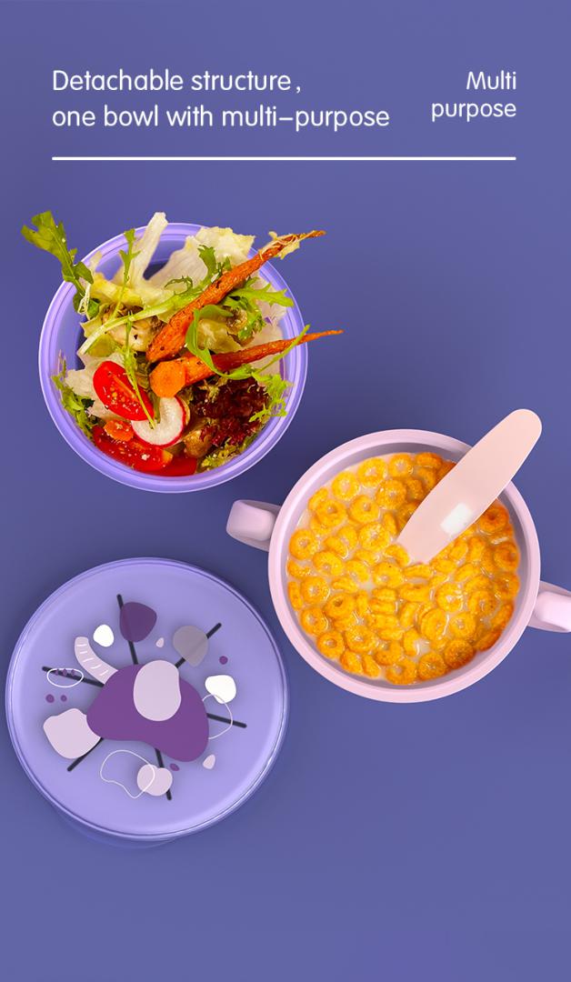 Bol Snackuri 2 in 1 cu Linguriță, Mov - U-Grow - imagine 6