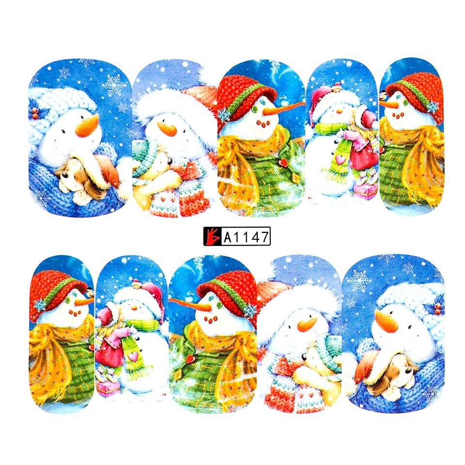 Tatuaj Unghii LUXORISE Snowmen Faces | Decoratiuni Craciun