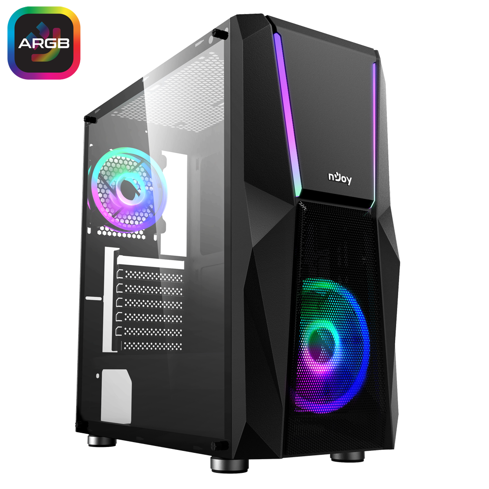Carcasă PC NJOY Fort Mid Tower ATX Negru - Răcire Optimă