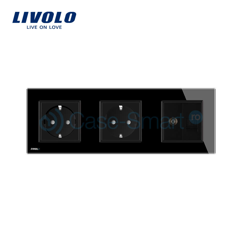 Priza Tripla Livolo Sticla: TV, Internet, 2xSchuko - imagine 6