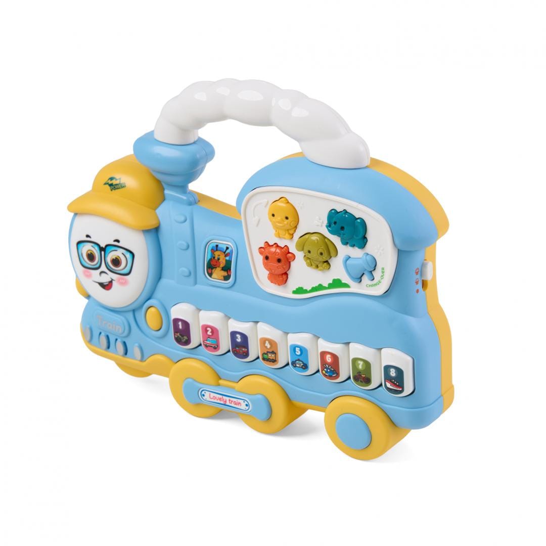 Trenulet Jucarie cu Lumini si Sunete Albastru Momki - imagine 3