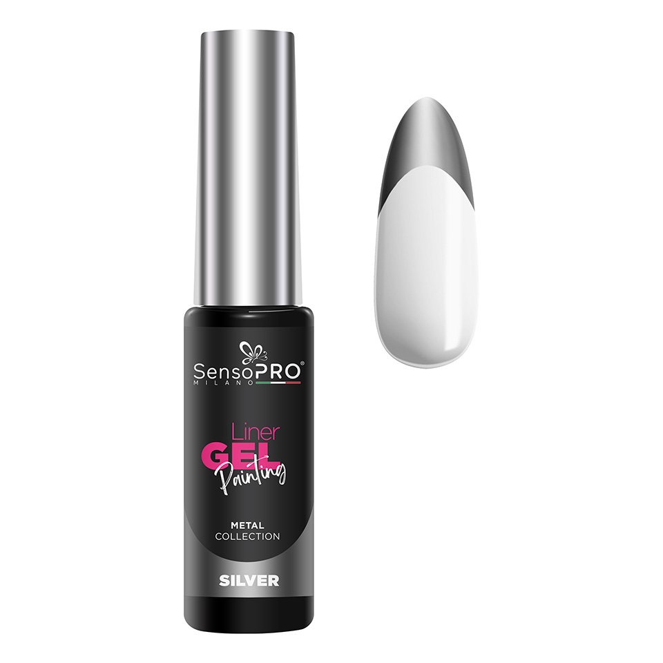 Liner Gel UV SensoPRO Silver, Pensulă Fină