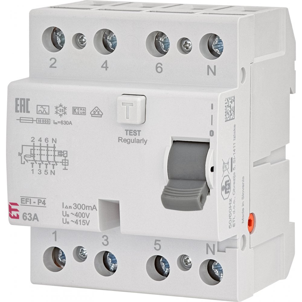 Intrerupator Diferential RCCB Eti 3P+N 63A Tip A