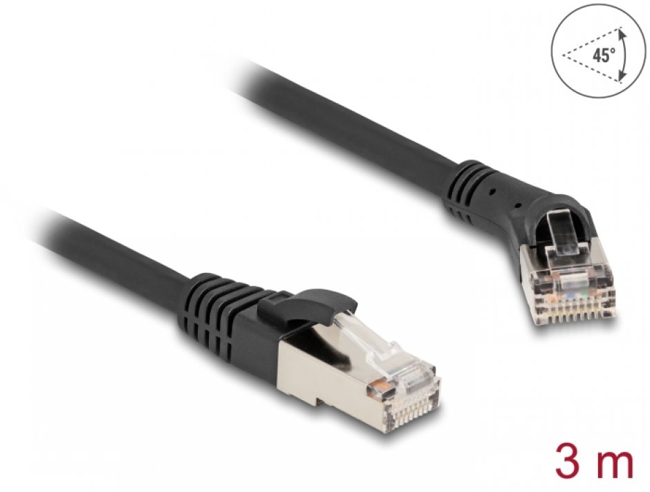 Cablu Delock Cat.8.1 3m, 40 Gbps, Unghi 45°