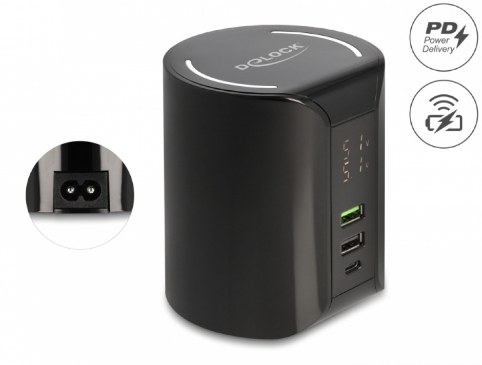 Incarcator Delock 58W USB-C PD + Wireless 10W