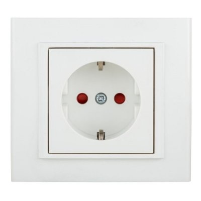 Priza Schuko Ovivo cu Protecție Copii, 16A, 250V, Alb