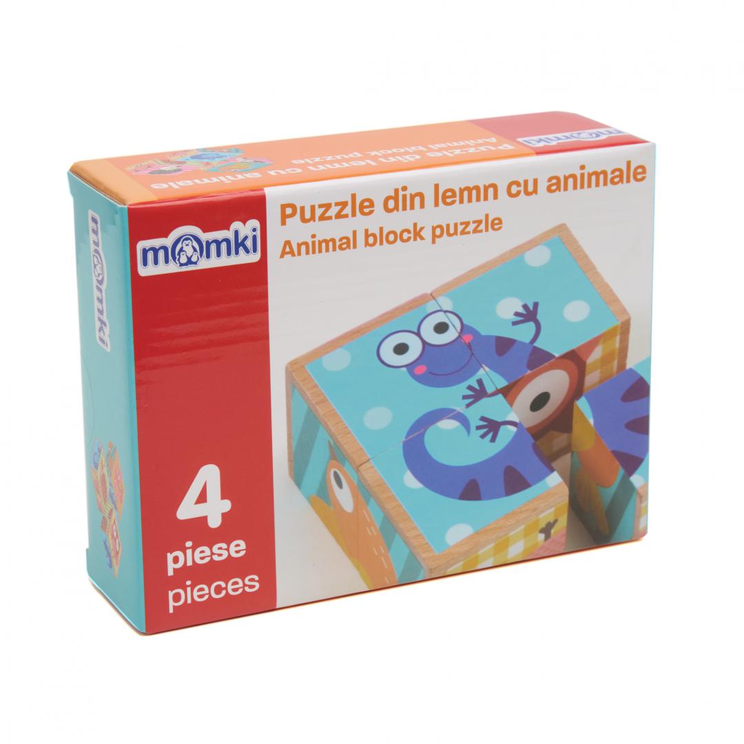Puzzle Lemn Animale 4 Piese - Jucarie Educațională Copii