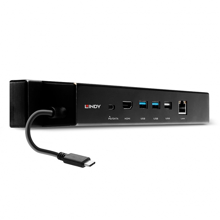 Docking USB-C Lindy 4K, PD 100W, 3x USB, LAN