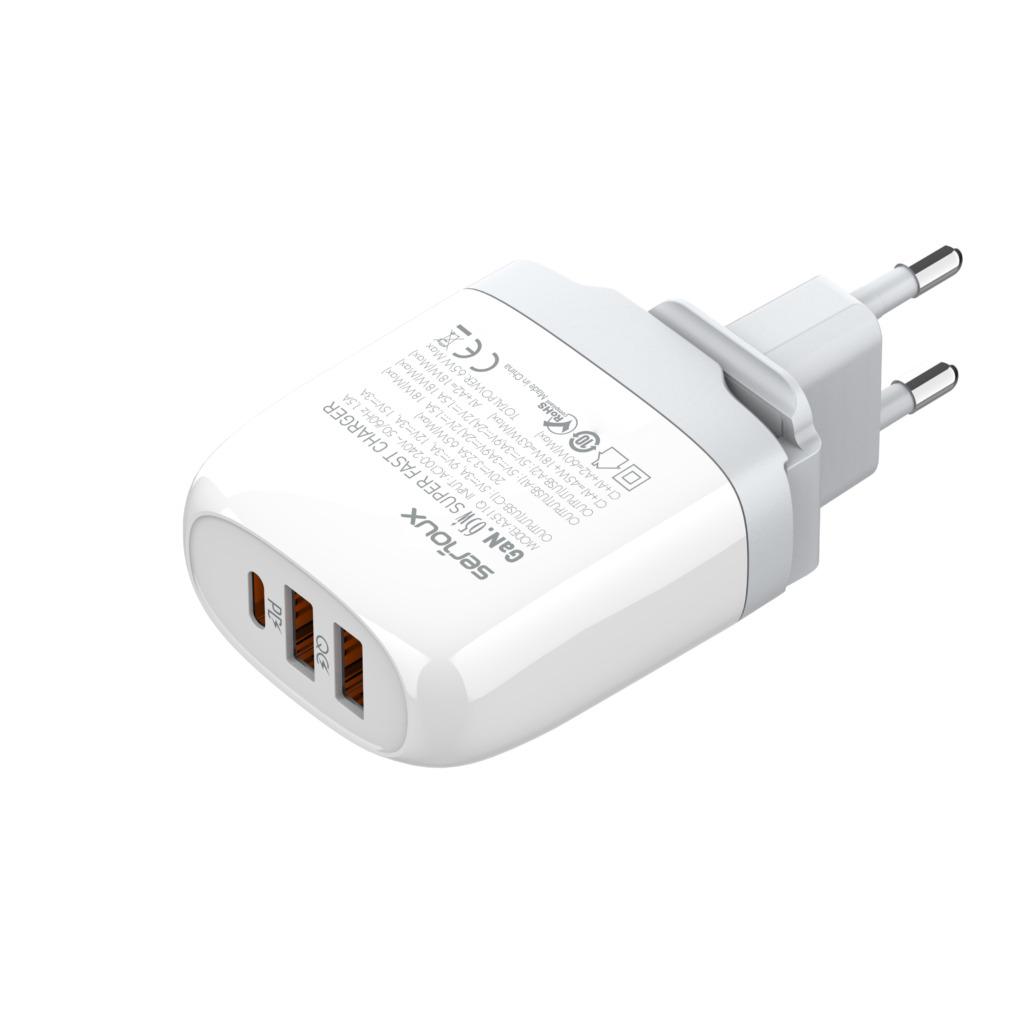 Încărcător Serioux 65W GaN QC - 3 Porturi, Compact și Rapid - imagine 3
