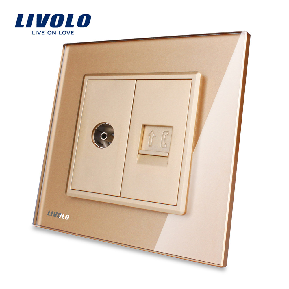 Priza TV+Telefon Livolo Rama Sticla - imagine 17