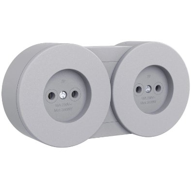 Priză dublă modulară Ovivo OV00926, 16A, 250V, IP54, gri
