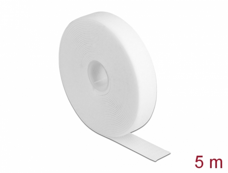 Rola Velcro Albă 5m x 20mm Delock 18381