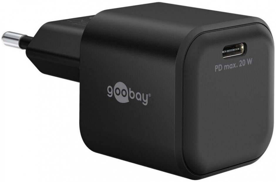 Încărcător rețea Goobay G76690 USB-C 20W PD GaN, Negru
