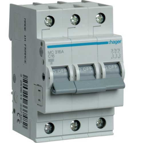 Siguranță Automată Hager MC316A, 3P 16A, 6kA