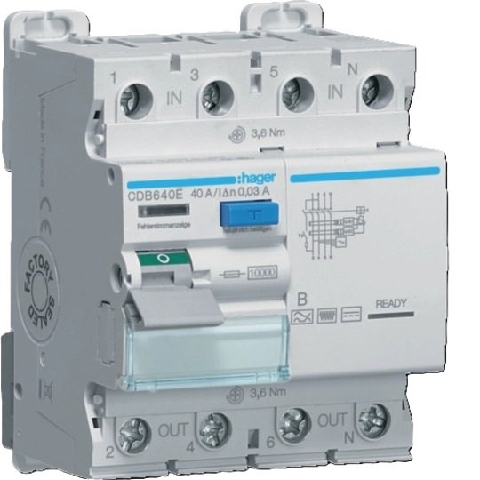 Intrerupator Diferential Hager 3P+N 40A 30mA Tip A