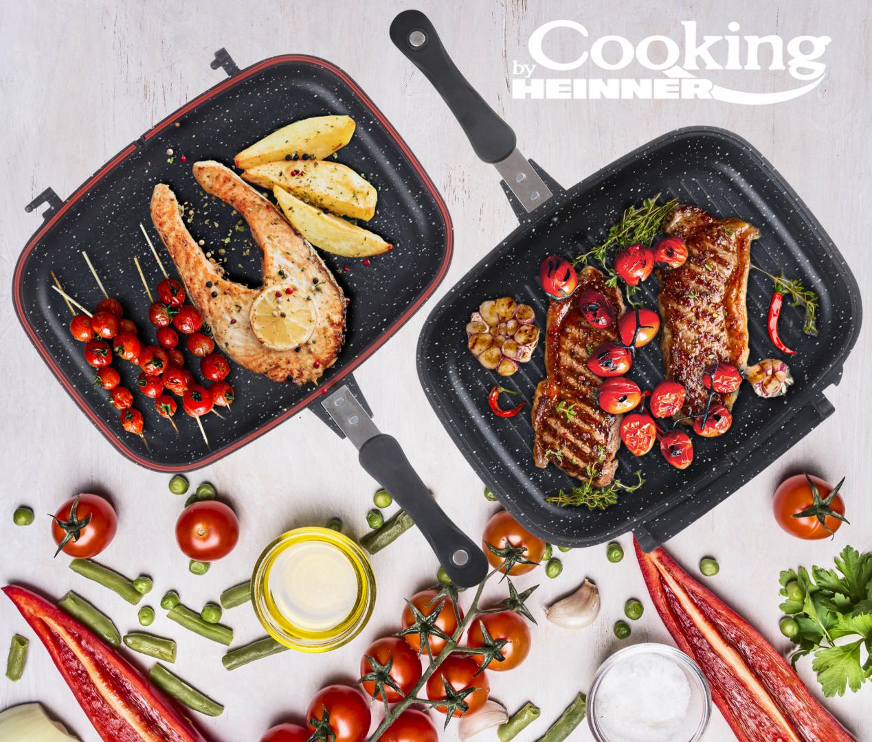 Tigaie Dublă Grill Heinner 32x24 cm - Aluminiu Premium - imagine 4