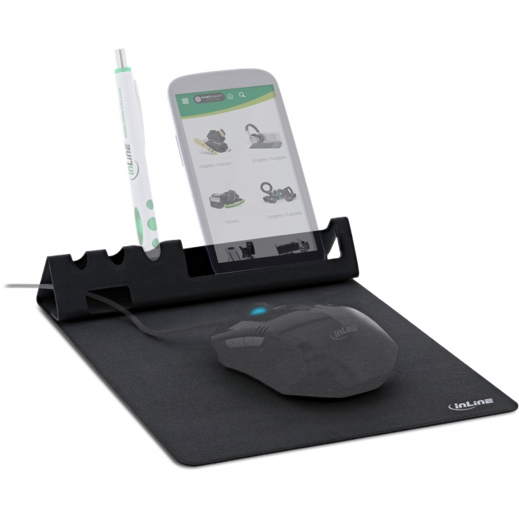 Mouse Pad InLine cu Suport Smartphone, 180x200mm