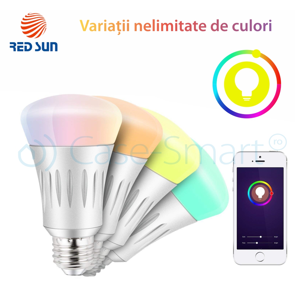 Bec LED RGB WiFi Red Sun, 7W, Control Aplicatie - imagine 5